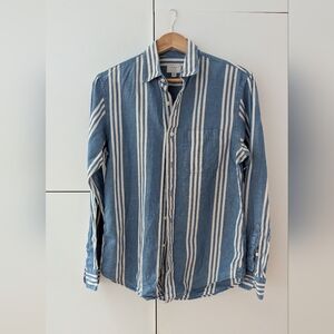 Club Monaco Blue and White Striped Cotton Shirt